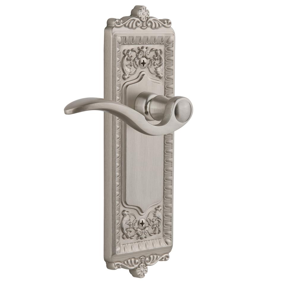 Grandeur by Nostalgic Warehouse WINBEL Privacy Knob - Windsor Plate with Bellagio Lever in Satin Nickel